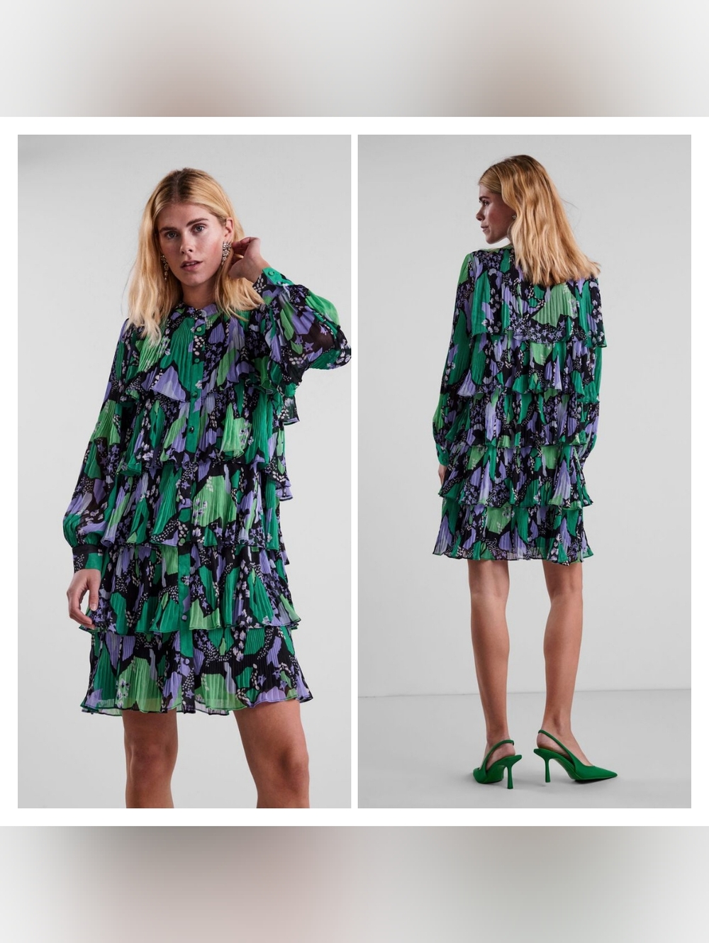 Y.A.S Basti Tiered Floral Shirt Dress Size S